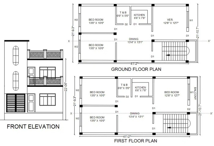 Desain rumah lantai 2 autocad