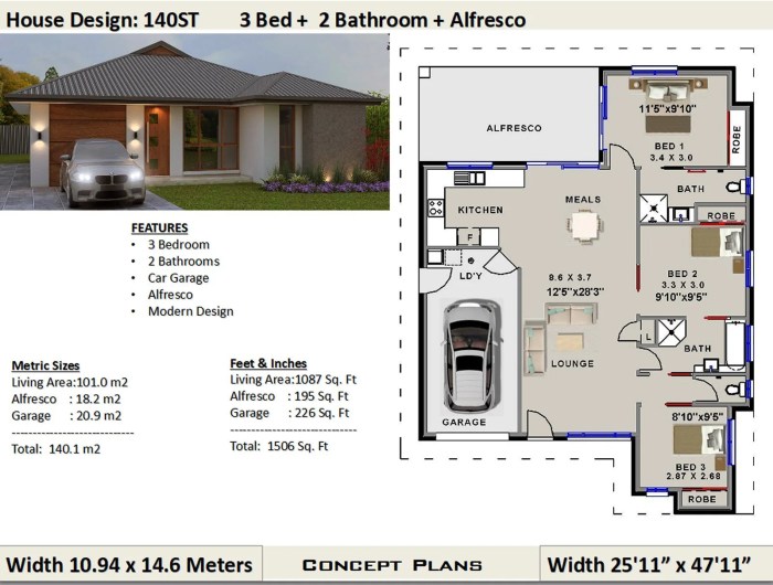 Desain rumah luas tanah 140 meter persegi