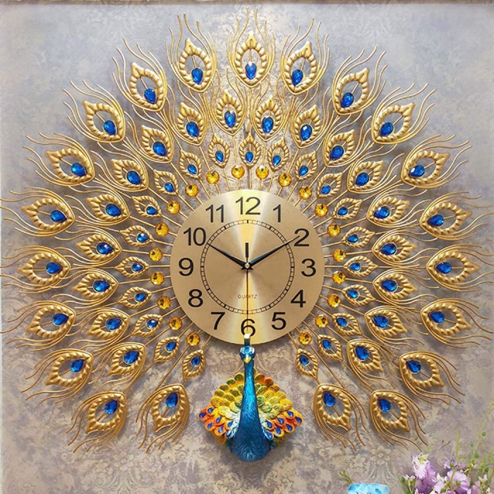 Clock clocks peacock 21inch 40pcs